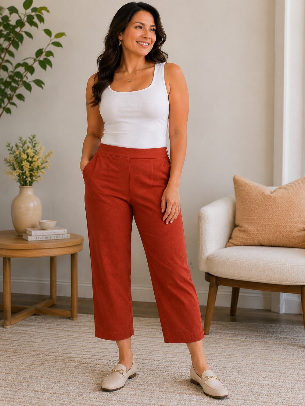 Southern Lady Petite Mango Cropped Ankle Pants 8P